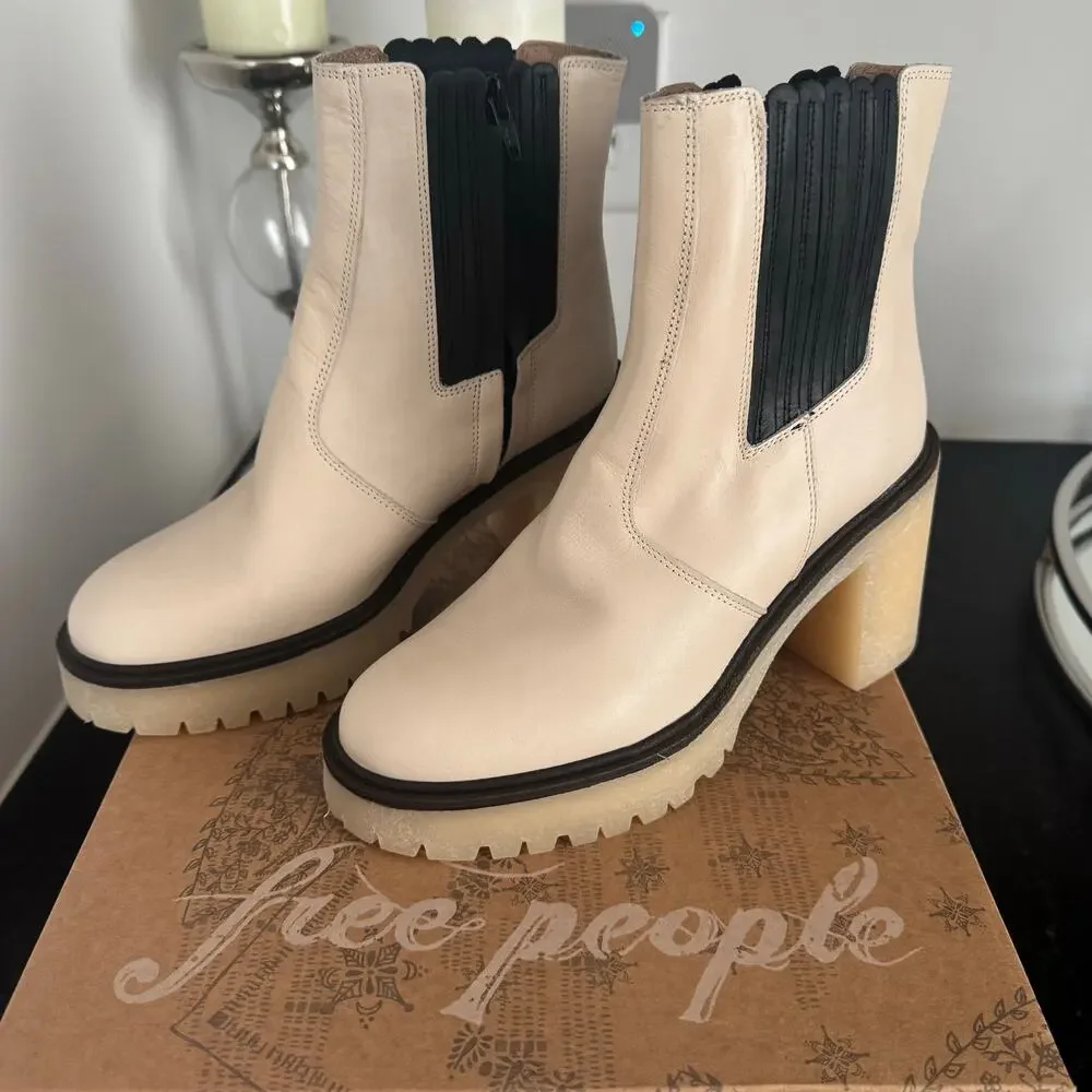 Free People Leather James Chelsea Boot in White